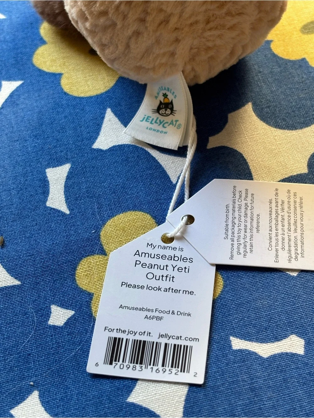 Jellycat Amuseables Peanut ‘Yeti’ BNWT 100% Authentic